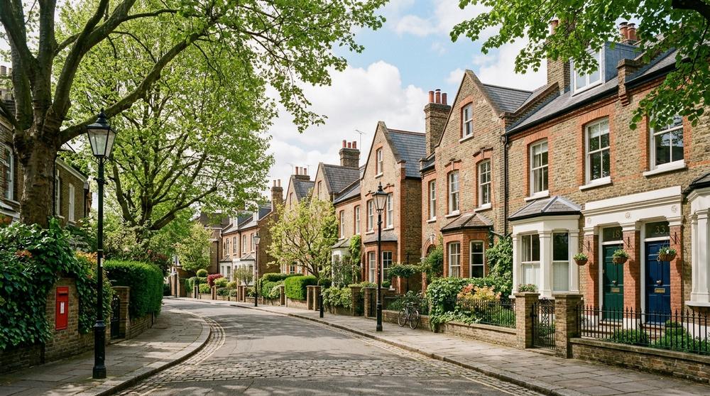 London conservation area street with period architecture