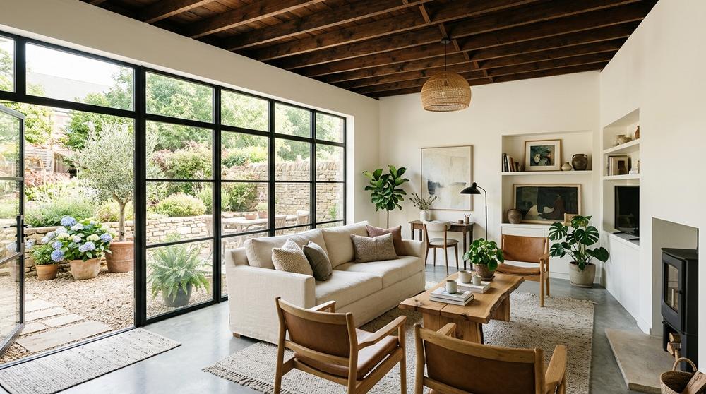 Converted garage used as a modern living room