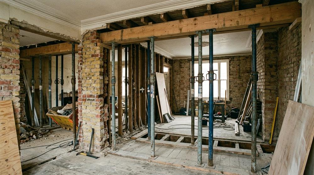 Temporary propping during load-bearing wall removal