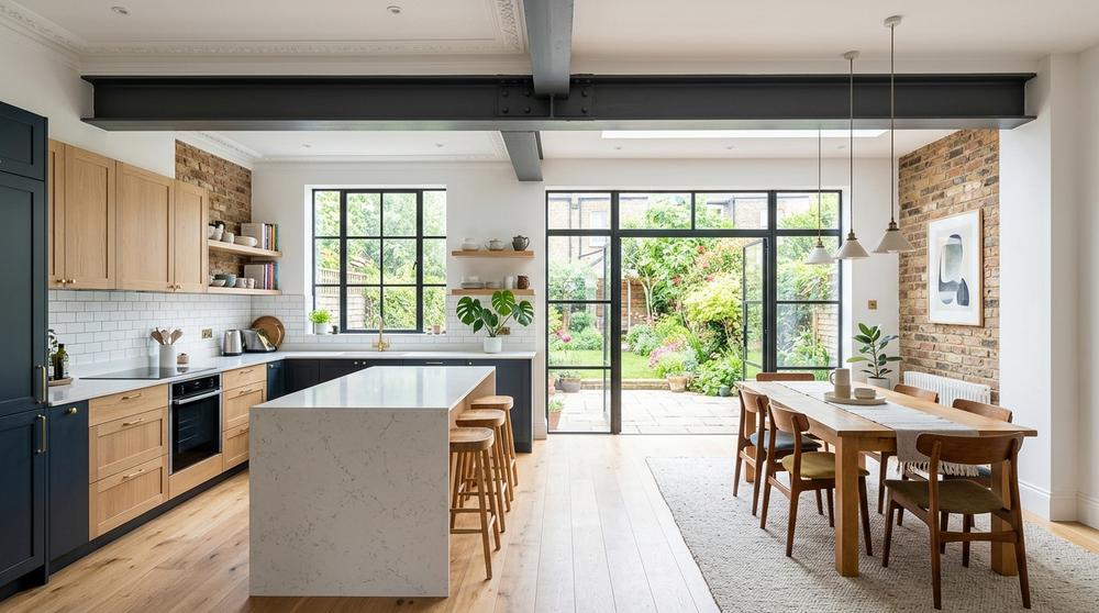 Open-plan kitchen-diner in a Hackney terrace