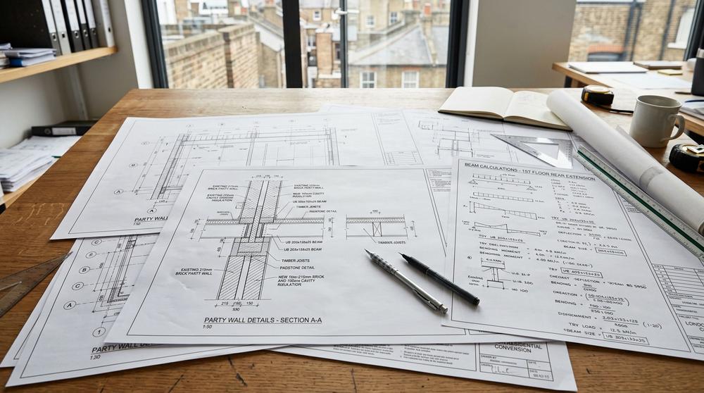 Structural engineering drawings for party wall works