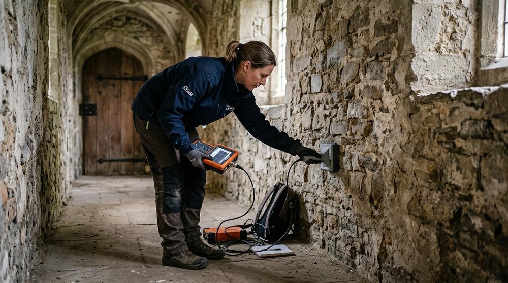 Non-destructive radar scanning of a period wall