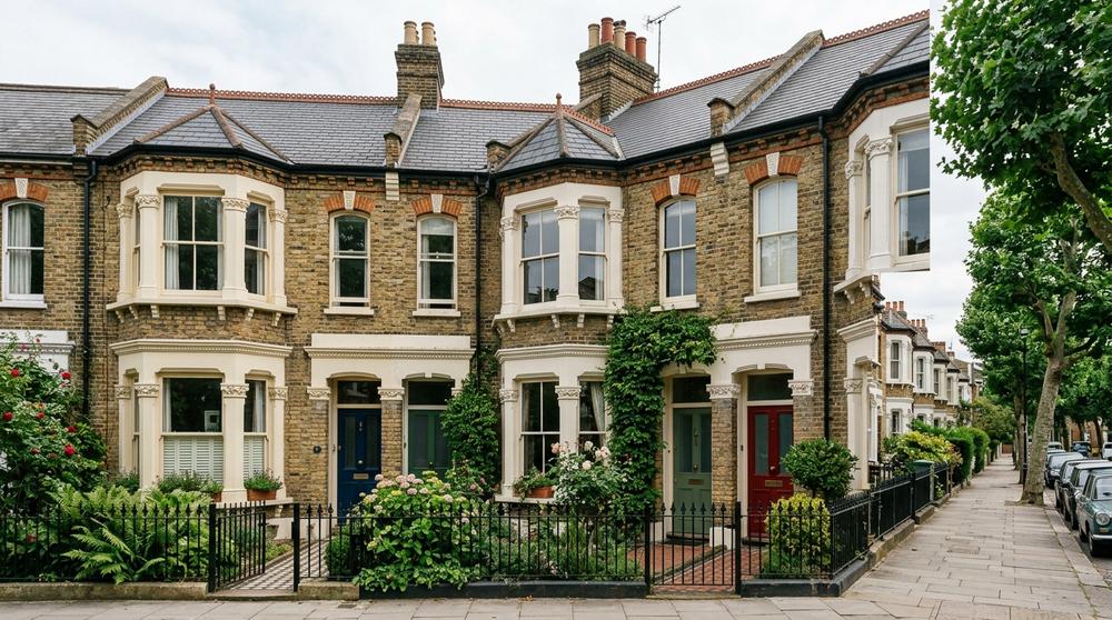 Row of Victorian terraces in Islington