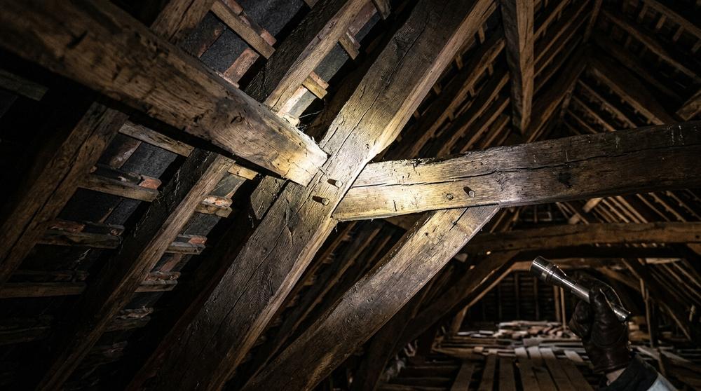 Structural surveyor inspecting a roof space